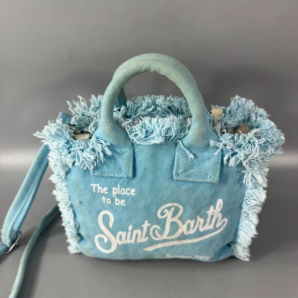 MC2 Saint Barth Mini Vanity light blue in 100% LINEN bag - Picture 4 of 15